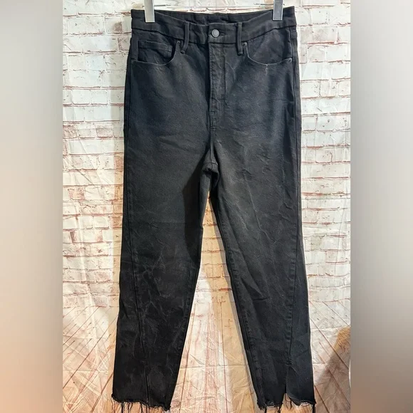 Good American Good Boy Twisted Slit Straight Leg Jeans Size 12/31 - Picture 5 of 8